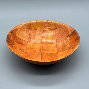 Vintage Monkeypod Segmented Wood Bowl (Set of 2) — Thin Lightweight Mid-Century